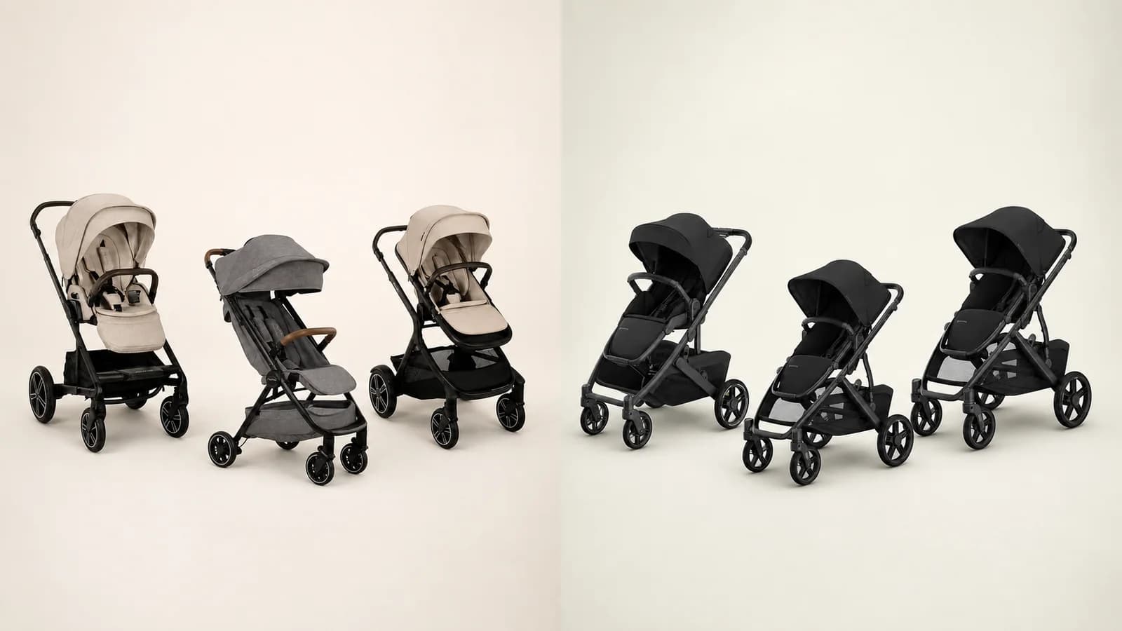 Nuna and UPPAbaby stroller lineups shown side by side
