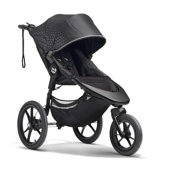 Baby Jogger Summit X3 jogging stroller in black and gray