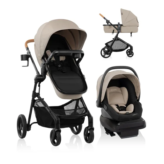 Evenflo Pivot NXT Travel System with LiteMax NXT car seat in Latte Tan