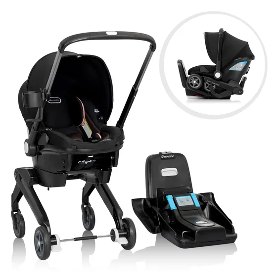 Evenflo Shyft DualRide infant car seat and stroller combo in black